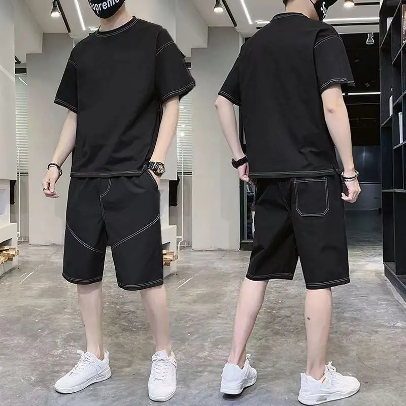 Regular Fit Men's Clothing Top Sports Suits Short Quarter Sleeve Black Casual Shorts Sets Tracksuit 2023 Trend Plain T Shirt Man
Regular Fit Men's Clothing Top Sports Suits Short Quarter Sleeve Black Casual Shorts Sets Tracksuit 2023 Trend Plain T Shirt Man