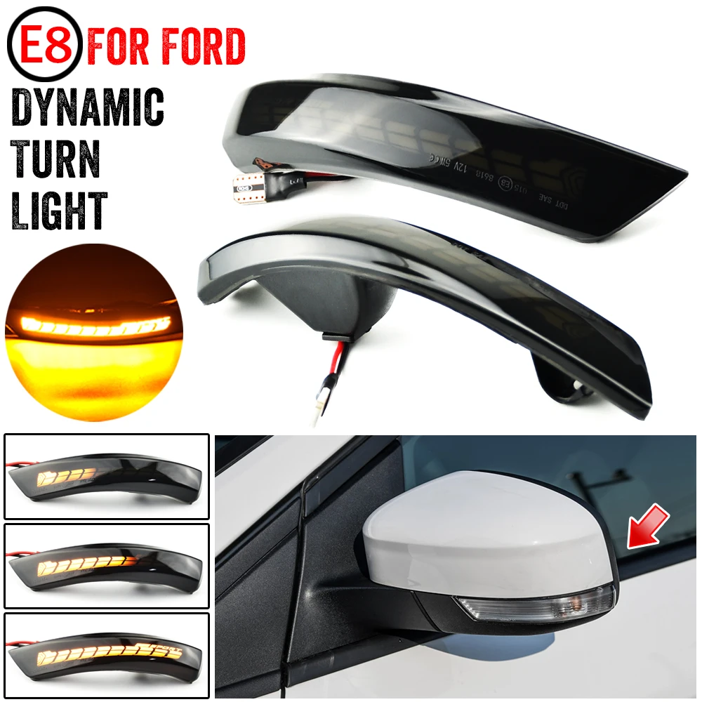 

For Ford Focus Mk4 Ab Bj 2019 -2020 Black Dynamic Turn Signal Light LED Side Rearview Mirror Sequential Indicator Blinker Lamp