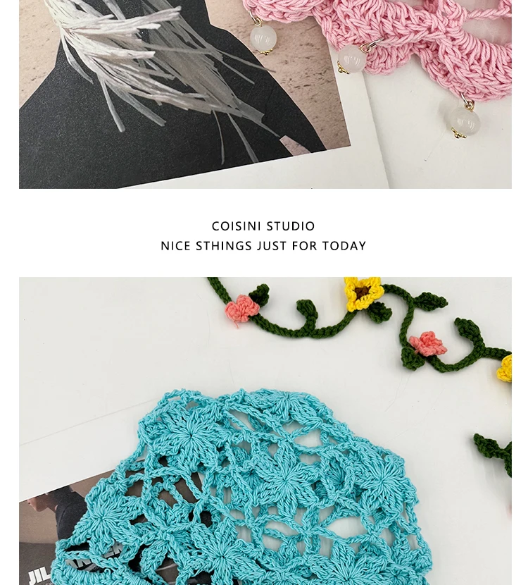 Bohemian Hollow Flower Knitted Beanie with Pearl Fringe 16 S83f45b46256d4b1c9e061313fe26b950U