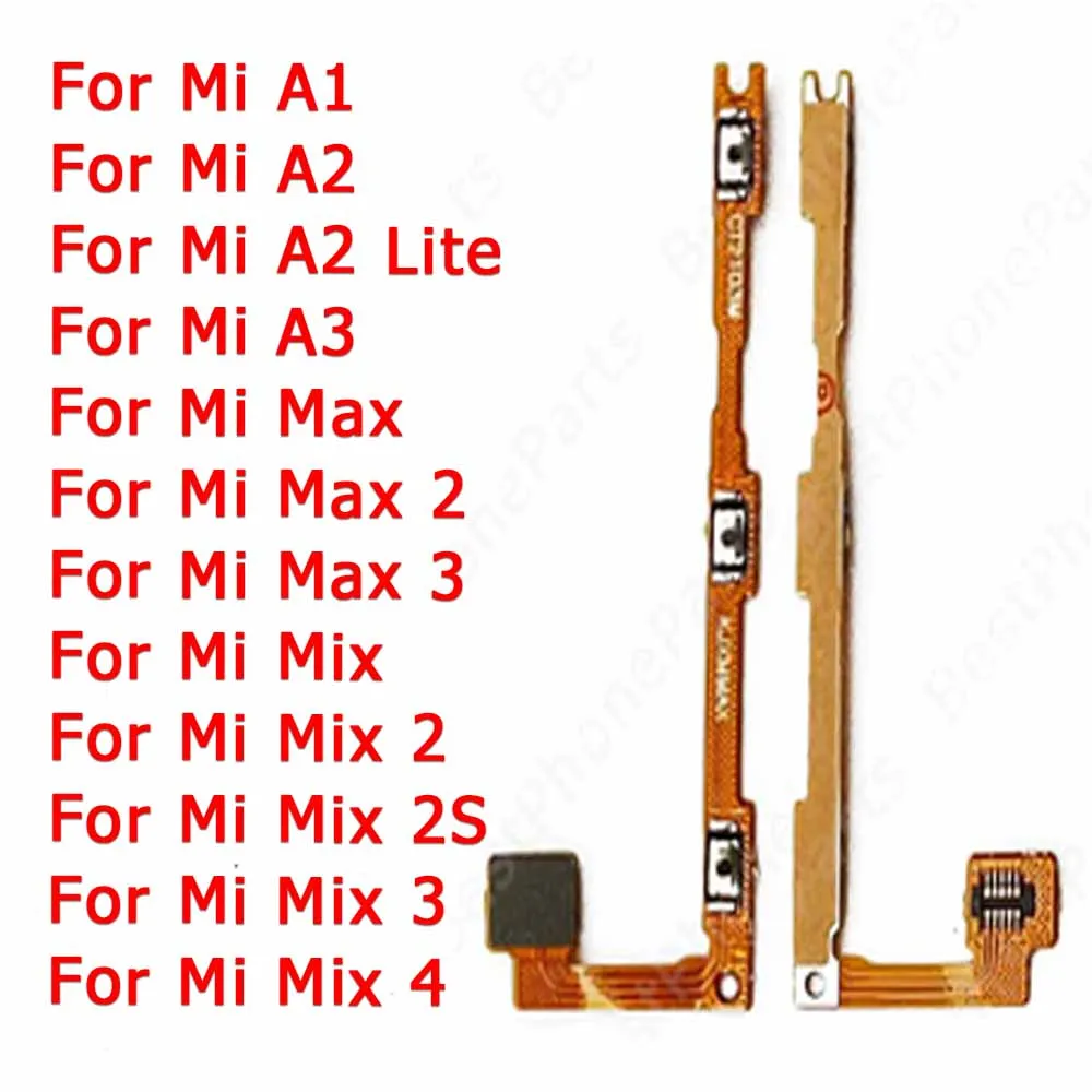 

For Xiaomi Mi A1 5X A2 Lite 6X A3 Mix 2 2S Max 3 4 Spare Parts Side Button Volume Switch Power On Off Repair Key Flex Cable