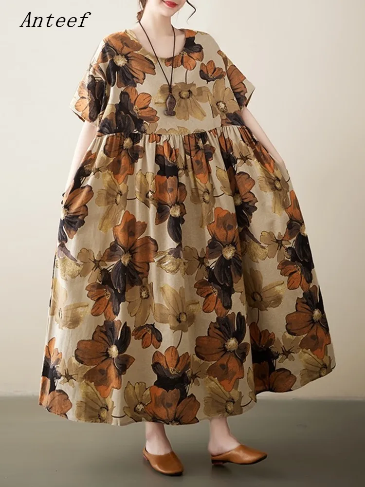 Anteef short sleeve oversized cotton vintage floral dresses for women casual loose long summer dress elegant clothing 2023
Anteef short sleeve oversized cotton vintage floral dresses for women casual loose long summer dress elegant clothing 2023