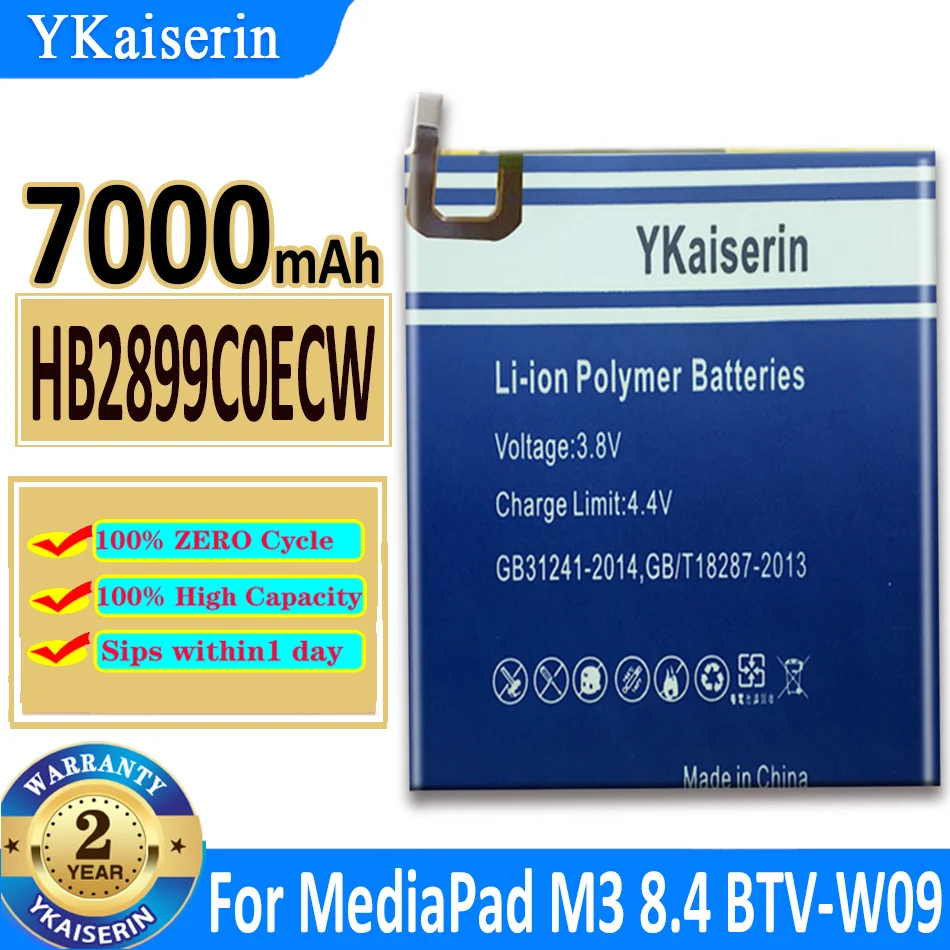 

YKaiserin HB2899C0ECW 7000mAh Replacement Tablet Battery For Huawei MediaPad M3 8.4" BTV-W09 BTV-DL09 SHT-AL09 SHT-W09 batteria