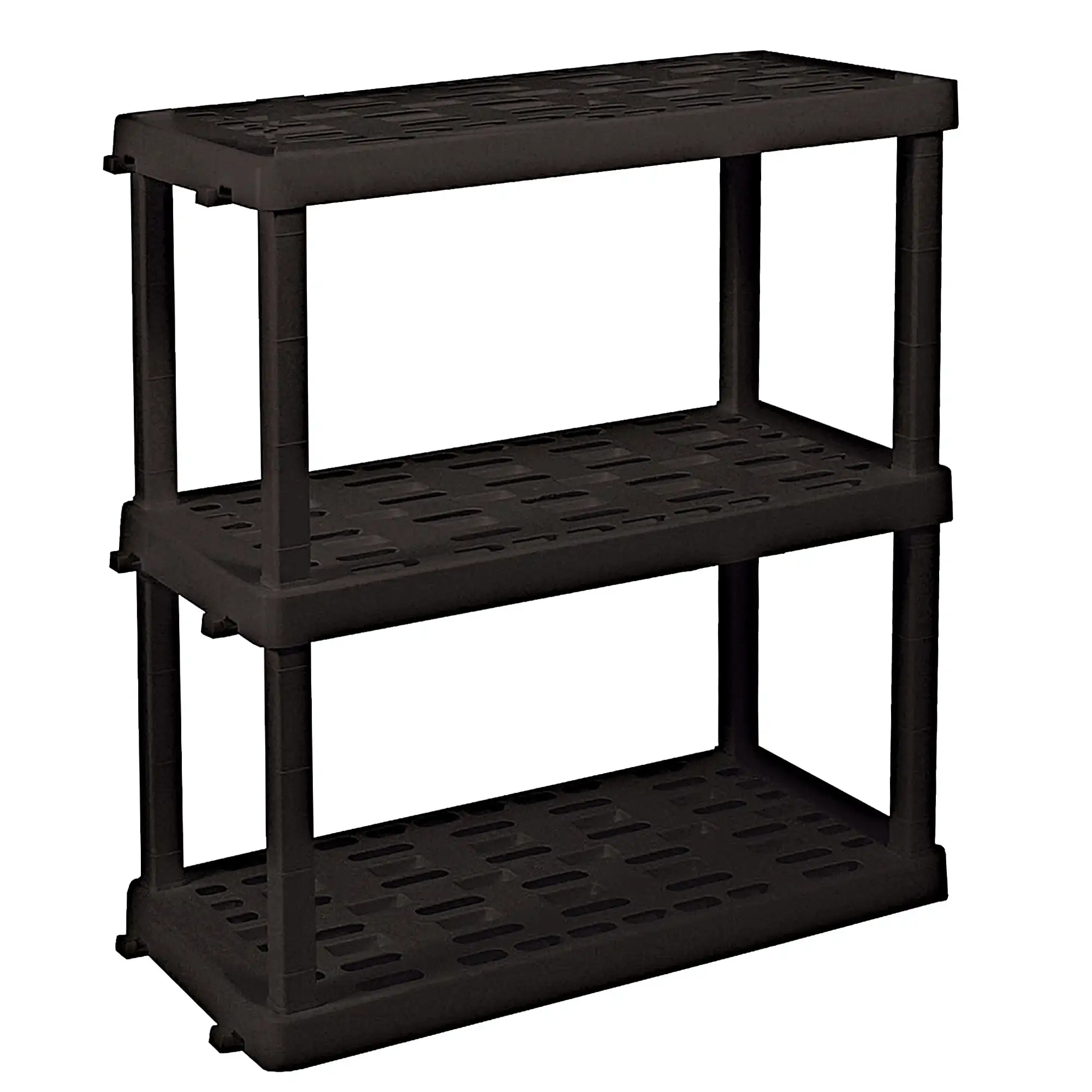 Large 3-Tier Shelving Unit, W36 x D18 x H38" Interlocking Multipurpose Garage Plastic Shelf Organizer, Black
Large 3-Tier Shelving Unit, W36 x D18 x H38" Interlocking Multipurpose Garage Plastic Shelf Organizer, Black