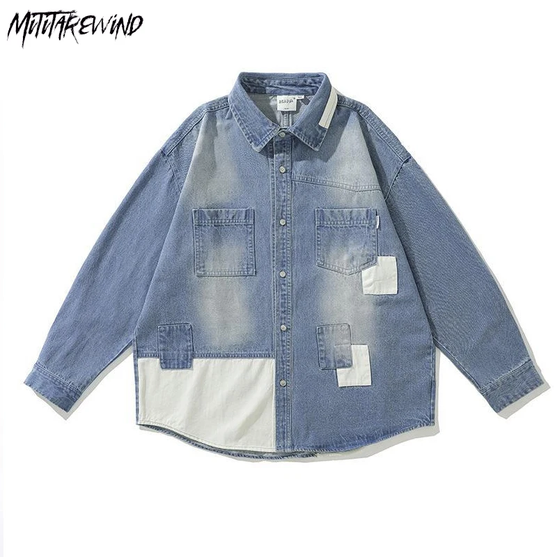 Japanese Style Contrast Color Jeans Shirts Men Long Sleeve Casual Streetwear Fashion Turn Down Collar Harajuku Versatile Tops
Japanese Style Contrast Color Jeans Shirts Men Long Sleeve Casual Streetwear Fashion Turn Down Collar Harajuku Versatile Tops