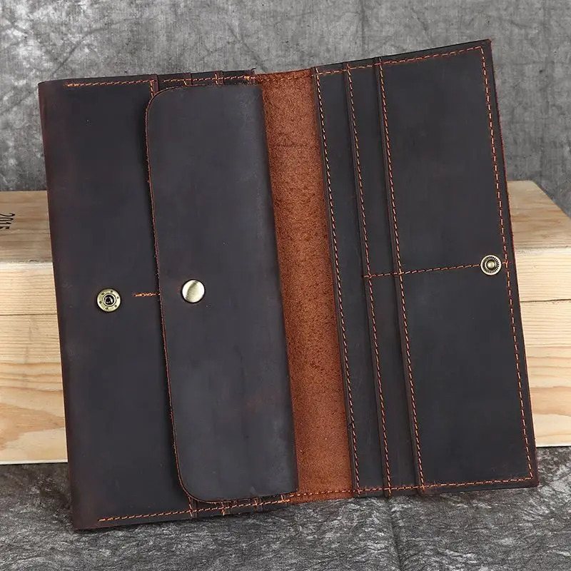 New Genuine Crazy Horse Leather Men's Wallet Long Genuine Leather Buckle Leather Money Clip Layer Cowhide Retro Handmade Bag
New Genuine Crazy Horse Leather Men's Wallet Long Genuine Leather Buckle Leather Money Clip Layer Cowhide Retro Handmade Bag
