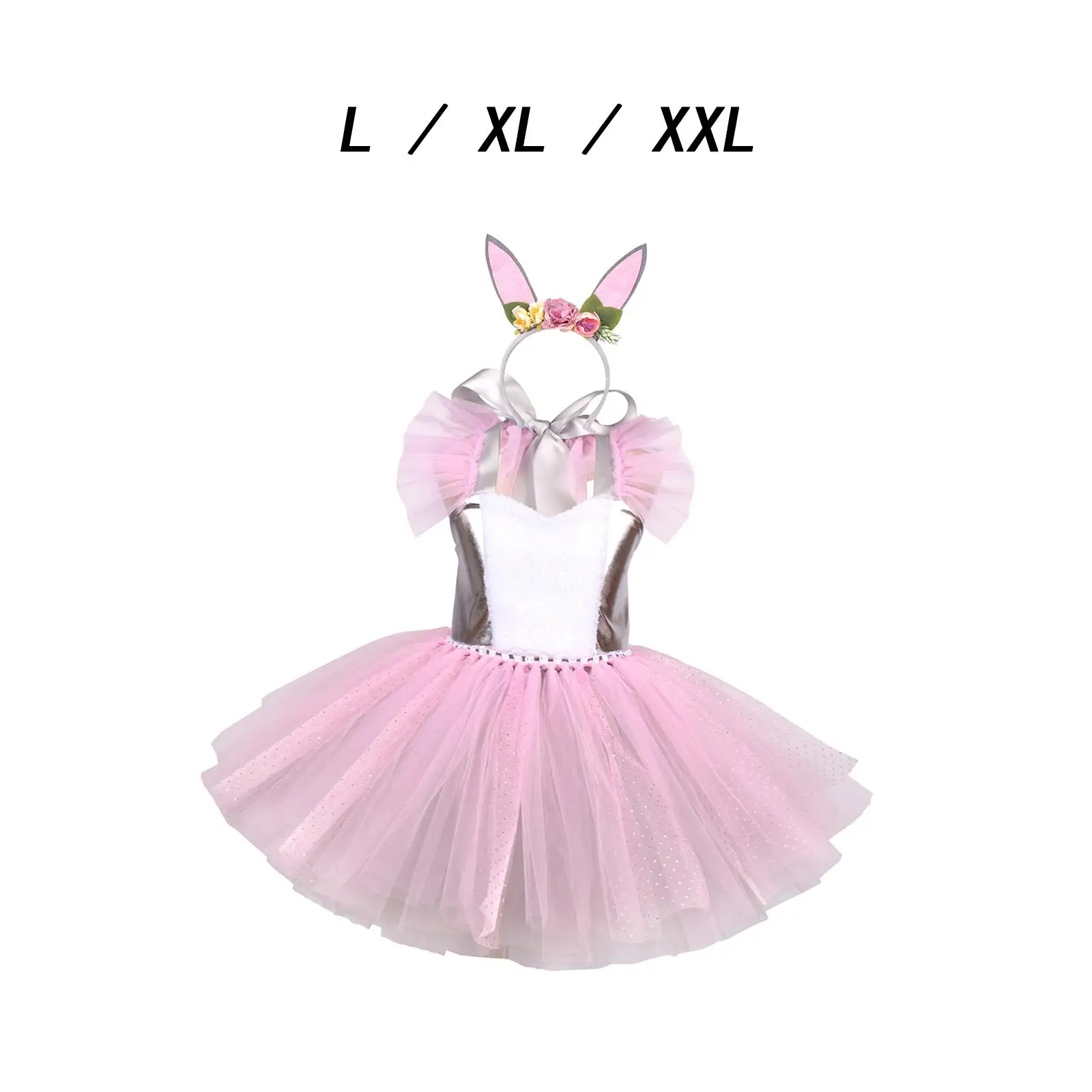 

Girl Easter Rabbit Costume Tutu Set Bunny Ears Hair Hoop Outfit, Bunny Romper Tutu Dress for Masquerade Stage Show Dancing