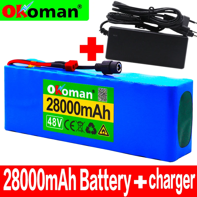 New 48v Battery 28ah 13s3p High Power 18650 Electric Motorcycle DIY BMS Protection Bateria +Charger |