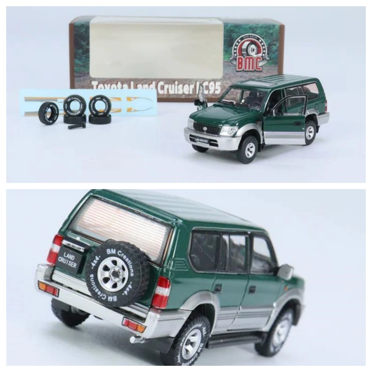 

1:64 Land Cruiser Prado LC95 Green/Silver BM Creations Diecast Model Car Collection Limited Edition Hobby Toys