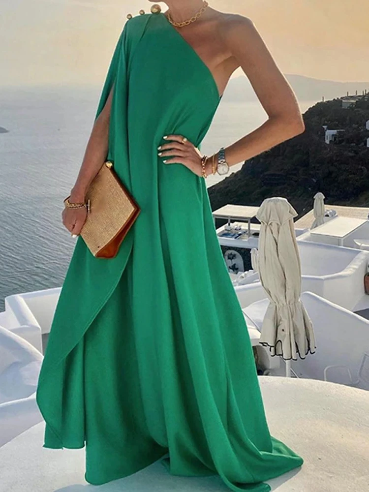 Boho Long Dress Robe Elegant One Shoulder Loose Party Dress Women Sexy Off Shoulder Summer Fashion Button Solid Beach Maxi Dress
Boho Long Dress Robe Elegant One Shoulder Loose Party Dress Women Sexy Off Shoulder Summer Fashion Button Solid Beach Maxi Dress