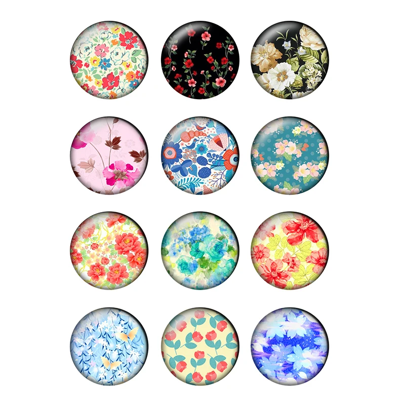 

12pcs/lot Glass Cabochon 10mm 12mm 14mm 16mm 18mm 20mm 25mm Floral Photo Gem DIY Jewelry Findings Jewelry Making Supplies T113