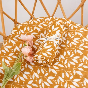 Elinfant 모슬린 배넷저고리 담요, 100% 코튼 담요, 신생아 목욕 타월 랩 간호 커버, 120x110cm, 2 레이어 상품 이미지