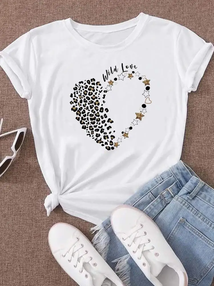 Leopard Love Heart Trend Women Fashion Summer Print Graphic T-shirt Top T Shirt Short Sleeve Clothes Clothing Tee
Leopard Love Heart Trend Women Fashion Summer Print Graphic T-shirt Top T Shirt Short Sleeve Clothes Clothing Tee