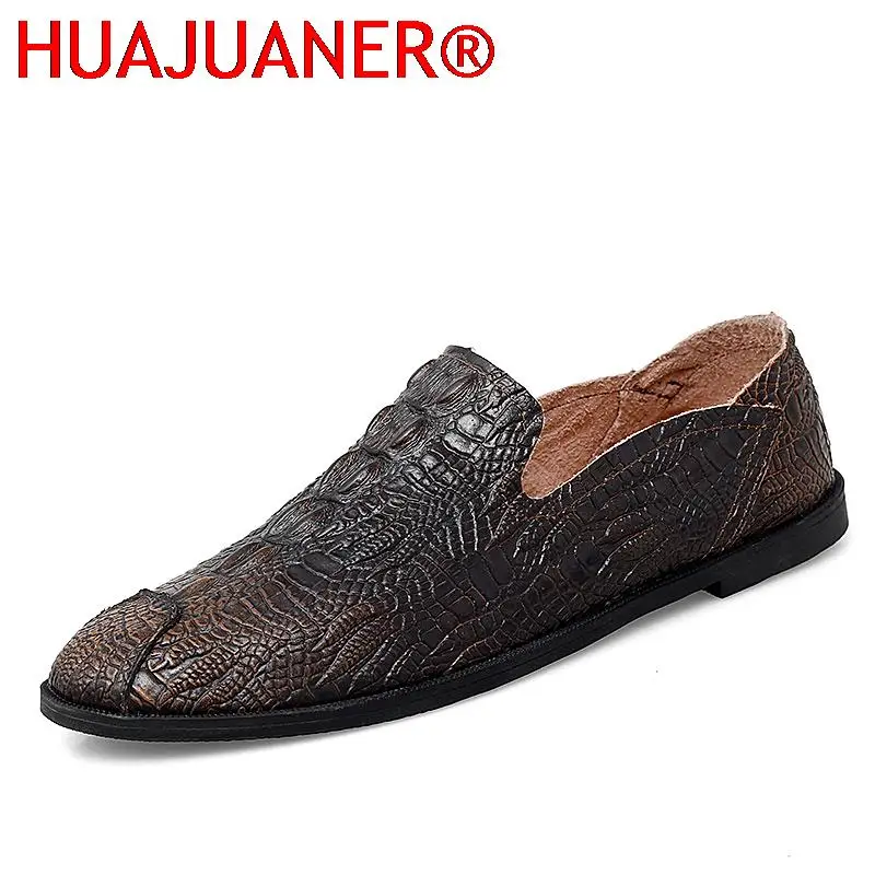 

Mens Shoes Casual Luxury Leather Shoes Crocodile Pattern Loafers British Style Lace-Up Summer Shoes Comfortable Driving Shoes