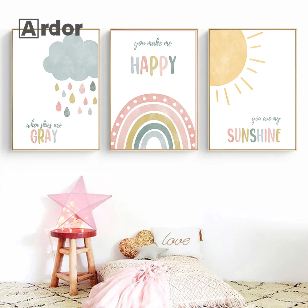 Custom Name Rainbow Canvas Painting Clouds Sun Print Nordic Painting Posters Nursery Wall Art Pictures Babys Kids Bedroom Decor
Custom Name Rainbow Canvas Painting Clouds Sun Print Nordic Painting Posters Nursery Wall Art Pictures Babys Kids Bedroom Decor
