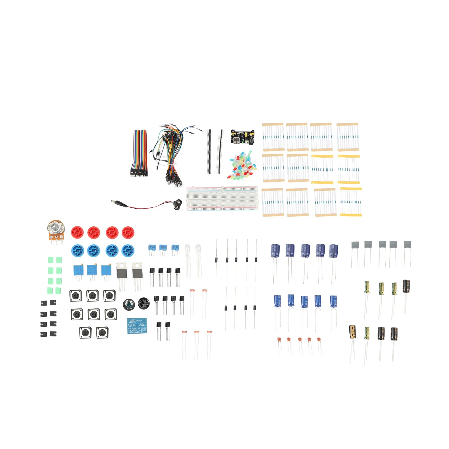 Базовый стартовый комплект электроники DIY, макетная плата, Джампер-провода, резисторы, фотоэлемент для Arduino UNO R3 Mega 256
Базовый стартовый комплект электроники DIY, макетная плата, Джампер-провода, резисторы, фотоэлемент для Arduino UNO R3 Mega 256