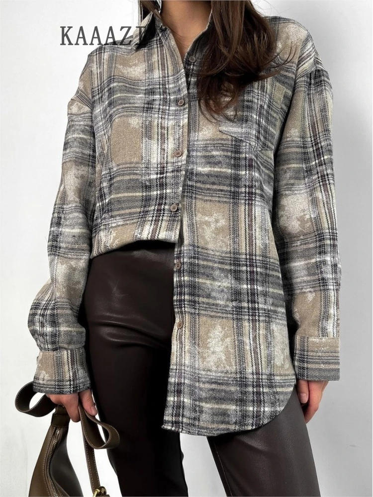KAAAZI Vintage Women Long Sleeve Plaid Print Turn-down Collar Skirt Casual Fashion Female New Loose Blouse Cardigan Streetwear
KAAAZI Vintage Women Long Sleeve Plaid Print Turn-down Collar Skirt Casual Fashion Female New Loose Blouse Cardigan Streetwear