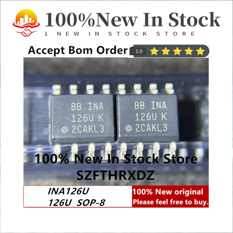 

100% NEW ORIGINAL INA126U/2K5 SOP8 INA126U SOP-8 INST Amp Single ±18V/36V 8-Pin SOIC T/R