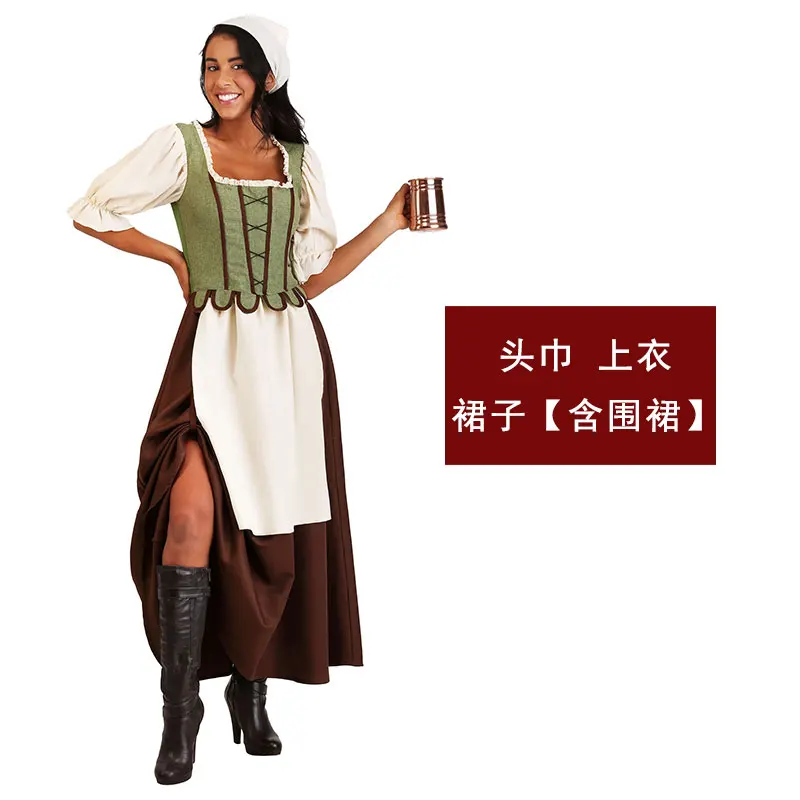 

Halloween Beer Festival Stage Performance Adult Female Renaissance Medieval Bar Girl Maid Plays Costume