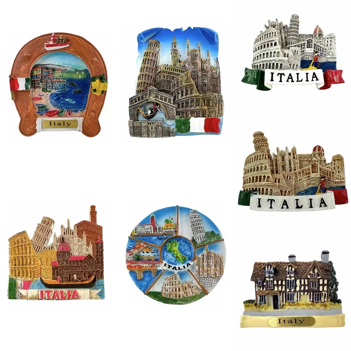 

Rome Leaning Tower of Pisa Vatican City Colosseum Italy Fridge Magnets Horseshoe Travel 3D Memorial Magnetic Refrigerator