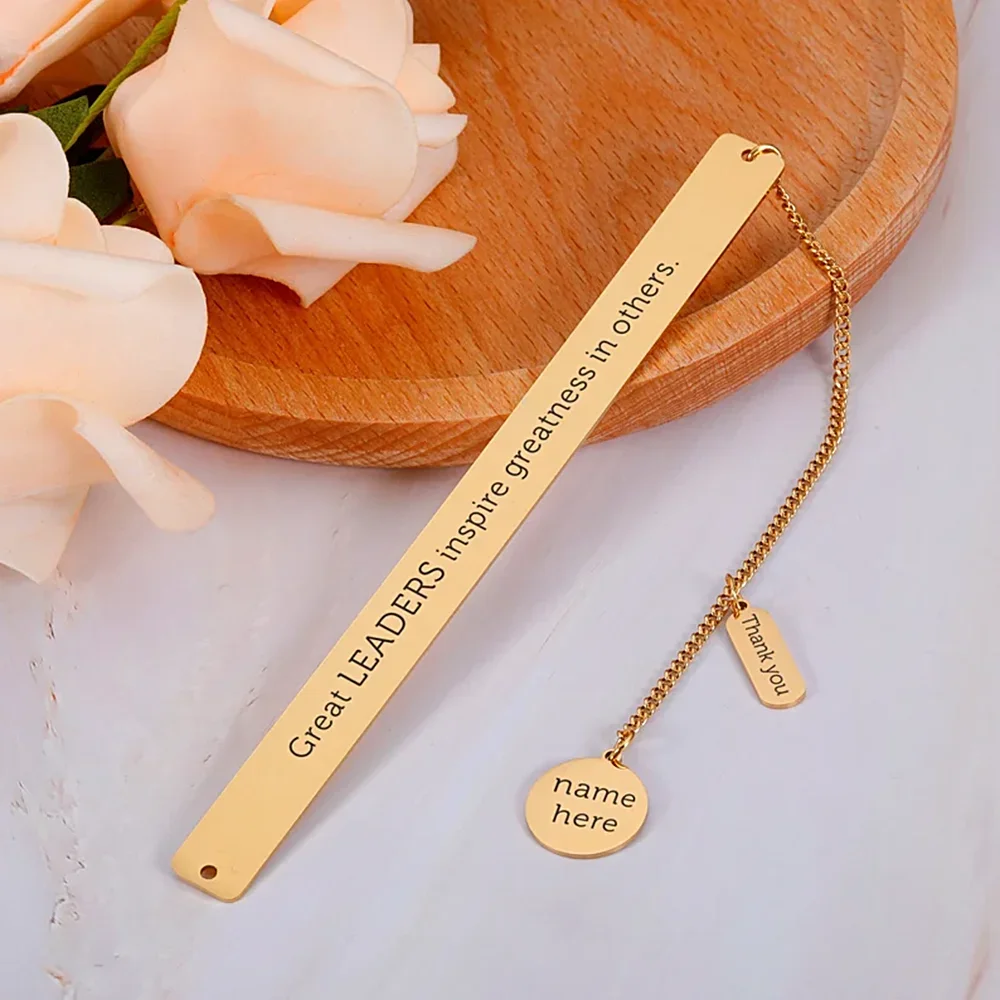 

Custom Bookmark for Women Fashion Stainless Steel Jewelry Personalised Engraved Name Phrase Chain Tassel Pendant Book Mark Gifts