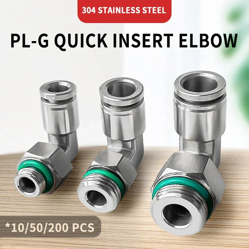 

PL 304 Stainless Steel G Thread Pneumatic Quick Fitting Coupling 1/8" 1/4" 3/8" 1/2" External Thread Trachea Hose Connector