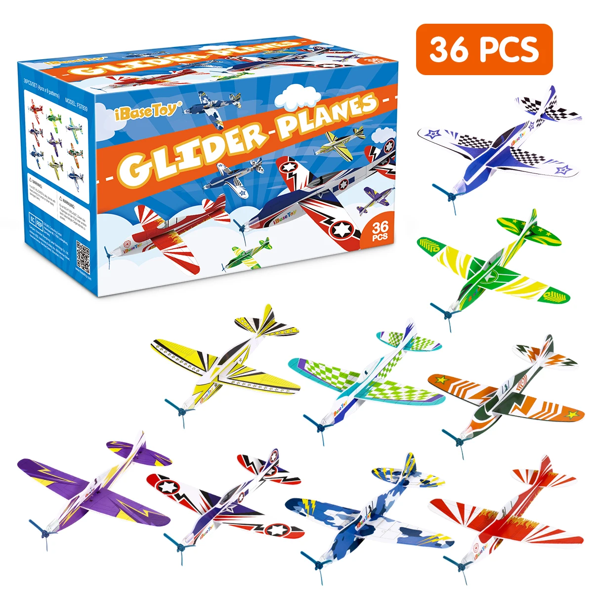 

IBaseToy 36pcs Assembly Flying Glider Plane Lightweight Air Planes Fun Toys Party For Kids Children'S Hand Throwing Aircraft