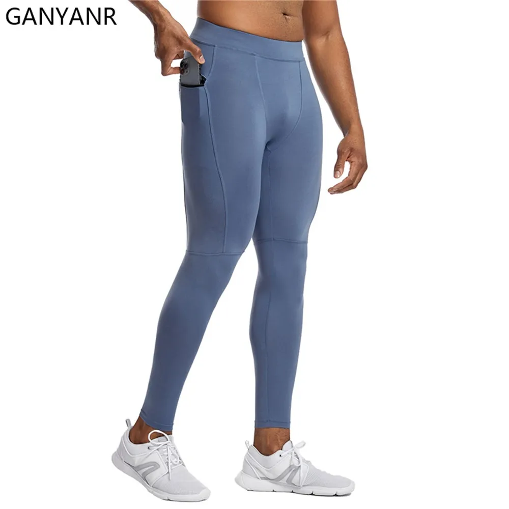 

GANYANR Performance Running Tights Men Compression Pockets Leggings Cargo pants Sports Football gym soccer basketball Tracksuit