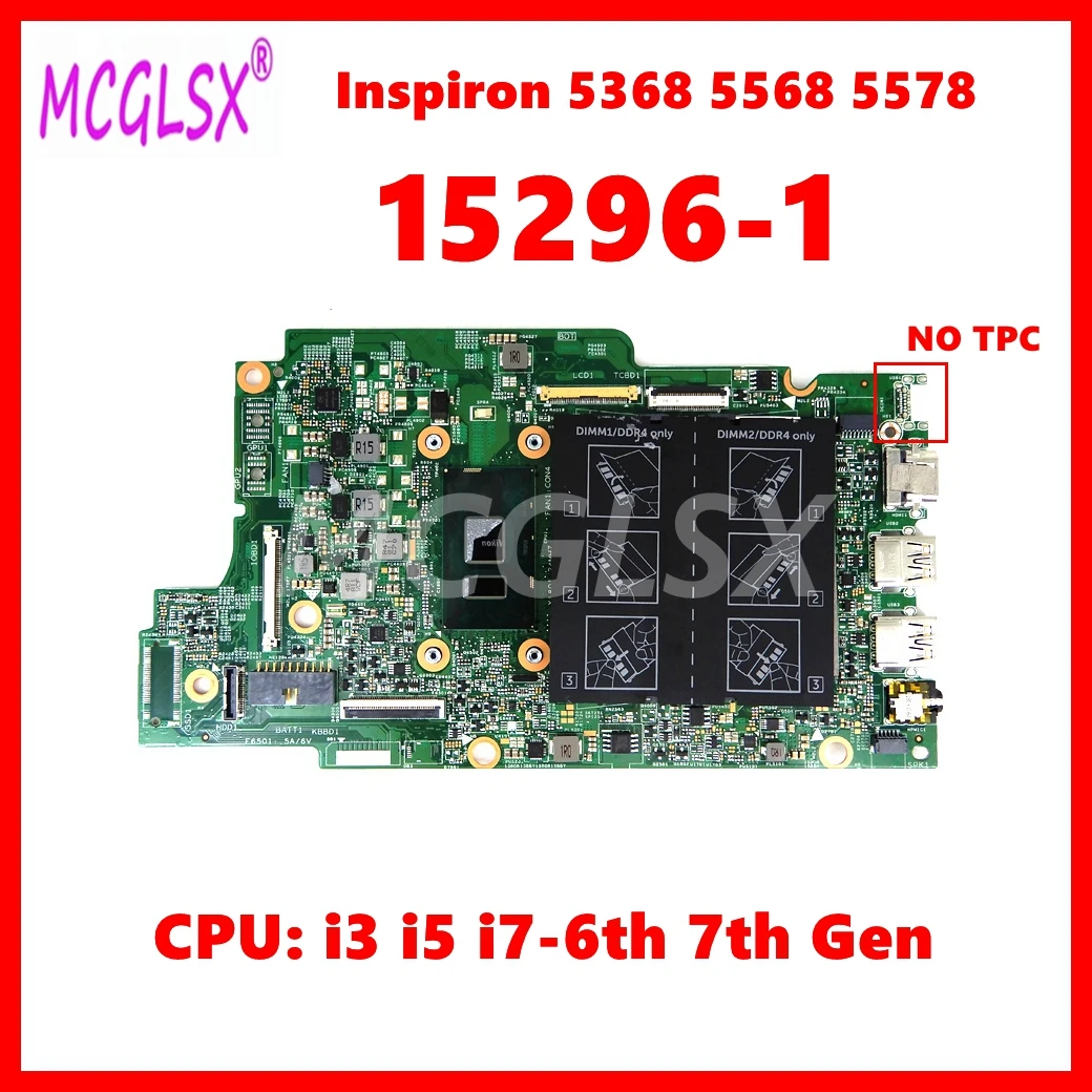 

15296-1 Notebook Mainboard For Dell Insprion 13 5368 7368 15 5568 7569 7778 Laptop Motherboard with i3 i5 i7-6th 7th Gen CPU