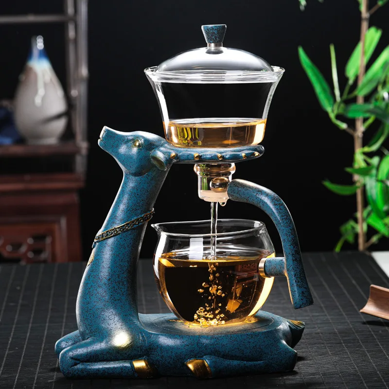 

Автоматический китайский чайный набор олень кунг-фу, Стеклянные Чайники, термостойкие магнитные кастрюли для воды, поворотная чаша, инструменты для чайной церемонии