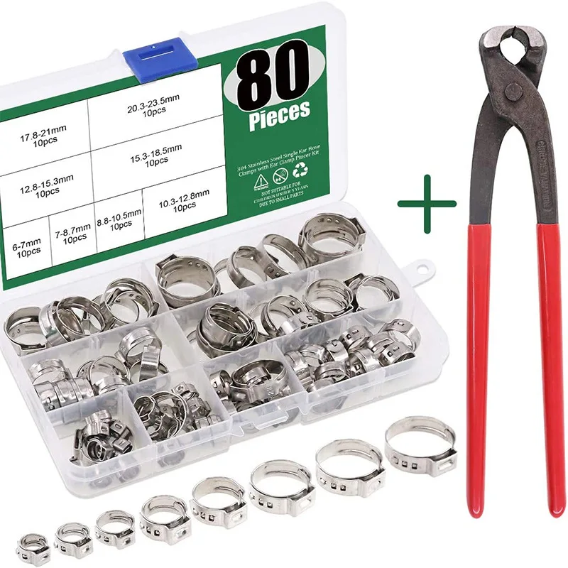 Free Shipping 80Pcs/1Set Hose Clamps Stainless Steel Ear Stepless Worm Drive Fuel Water Pipe Clamps + 1PC Hose Clip Clamp Pliers
Free Shipping 80Pcs/1Set Hose Clamps Stainless Steel Ear Stepless Worm Drive Fuel Water Pipe Clamps + 1PC Hose Clip Clamp Pliers