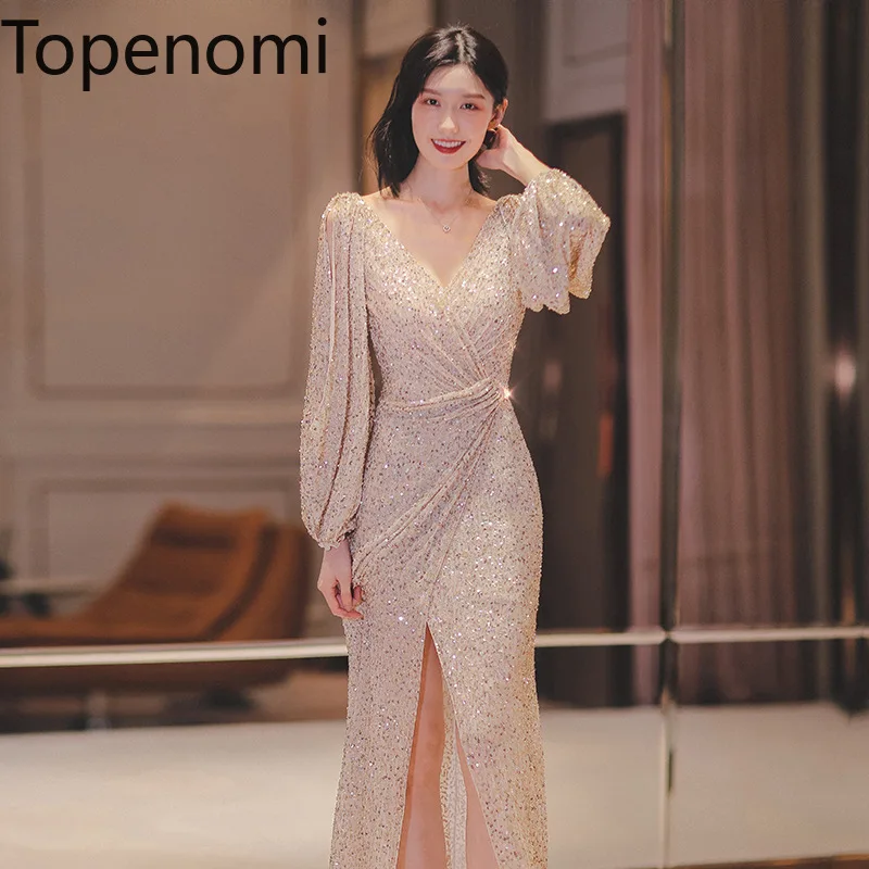 Topenomi Sequins Host Formal Dress Women 2024 New V Neck Waisted Backless Mermaid Split Banquet Evening Dresses Fashion Luxury
Topenomi Sequins Host Formal Dress Women 2024 New V Neck Waisted Backless Mermaid Split Banquet Evening Dresses Fashion Luxury