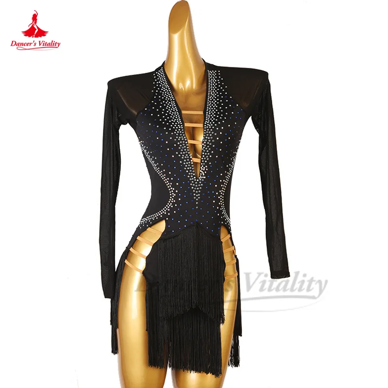 Latin Dance Professional Dress Black Long Sleeves Ramba Performance Dress Custosmized Children Female Rumba Chacha Dresses
Latin Dance Professional Dress Black Long Sleeves Ramba Performance Dress Custosmized Children Female Rumba Chacha Dresses