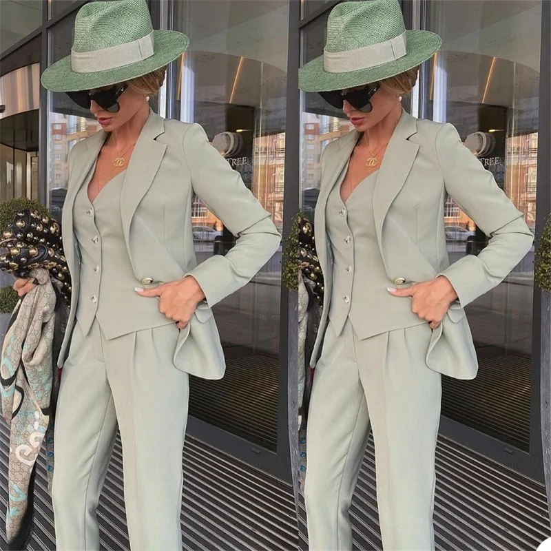 Women Suits Office Set Elegant Tuxedo 3 Pieces (Vest+Pants+Blazer) Single Breasted Formal Designer Party Prom Dress Custom Made
Women Suits Office Set Elegant Tuxedo 3 Pieces (Vest+Pants+Blazer) Single Breasted Formal Designer Party Prom Dress Custom Made