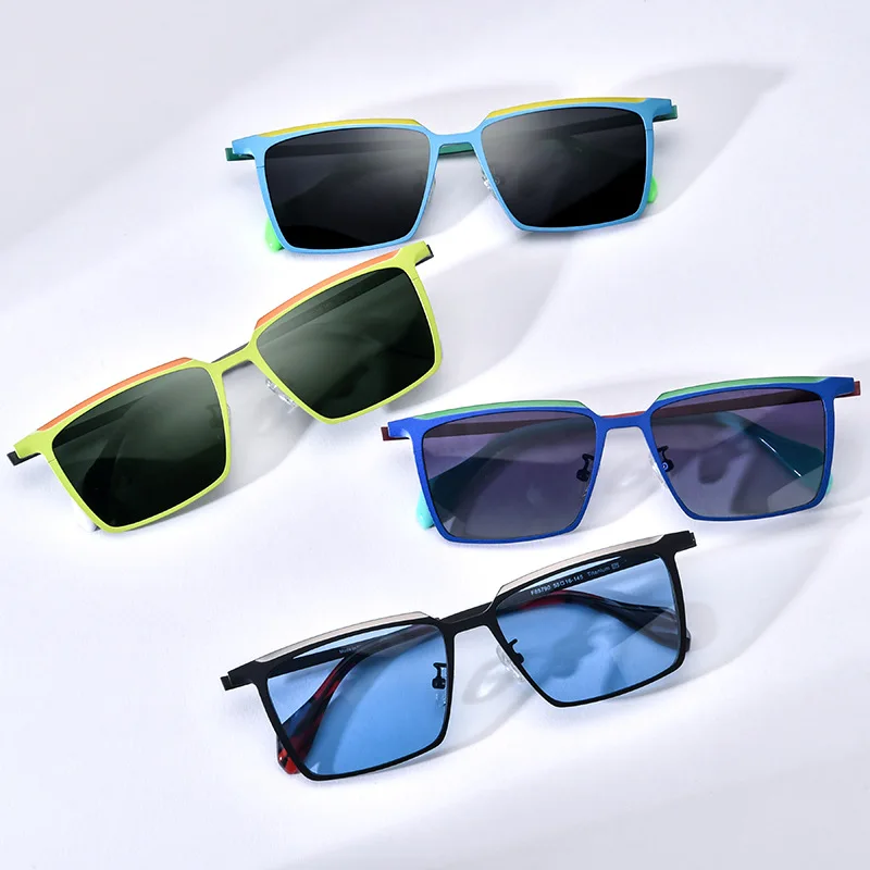 

Fashion color niche literary Titanium retro polarized sunglasses UV400 square driving glasses personality travel colored glasses