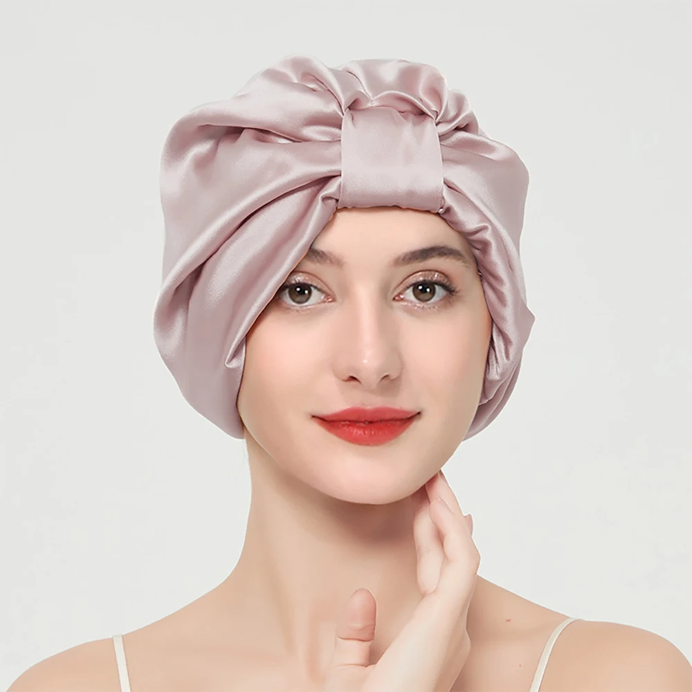 

100% Pure Mulberry Silk Night Caps Sleeping Bonnet Hair Loss Hat Natural Silk Turban Bonnets for Women Hair Sleeping Headwrap