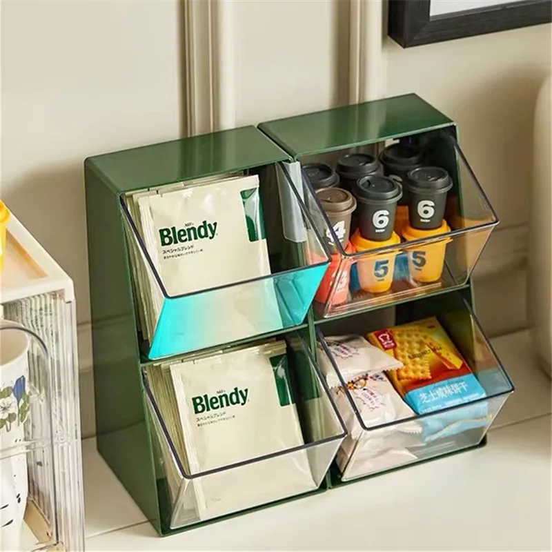 

Storage Box Multi-layer Desktop Dustproof Capsule Milk Tea Instant Bag Organizer Rack Office Tea Room Coffee Cookies Bag Ins