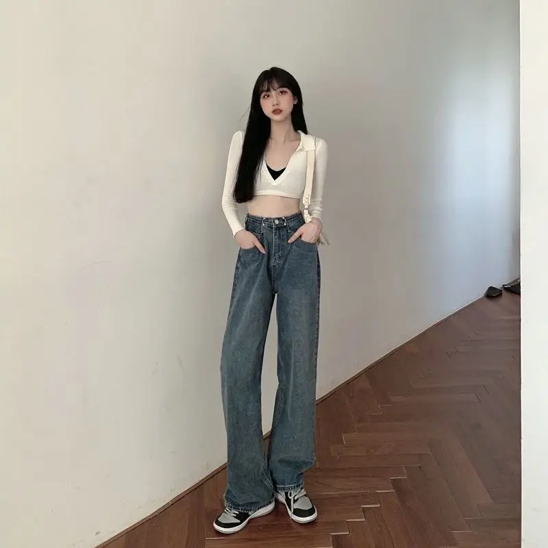 Korean Fashion Street Trousers Retro High Waist Women's Pants Fashion Waist Buckle Jeans Slim Straight Pants Wide Leg Pants
Korean Fashion Street Trousers Retro High Waist Women's Pants Fashion Waist Buckle Jeans Slim Straight Pants Wide Leg Pants