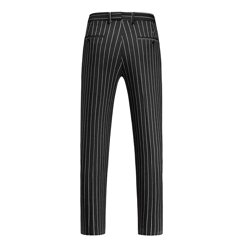 Fashion Men Double Breasted Striped Suit 2 Piece Black / Wine Red Homme Business Social Wedding Party Blazers and Trousers 234 S84310ab702f34c08beee87a9cd543094X