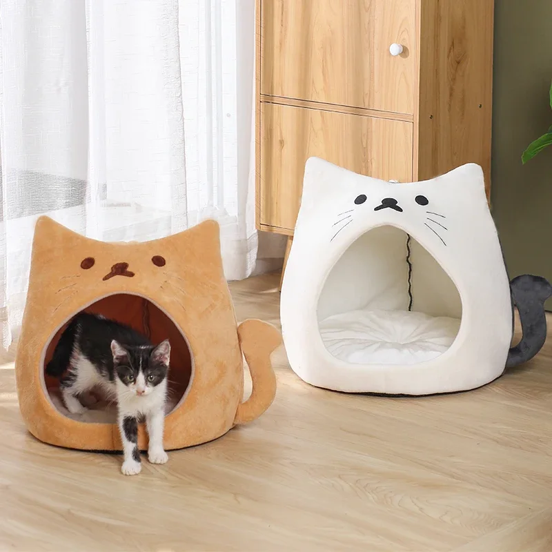 

New Warm Cat Bed Cozy Kitten Cat Basket Lounger Cushion Small Dog House Very Soft Pet Mat For Washable Cats Cave Plush Tent Beds