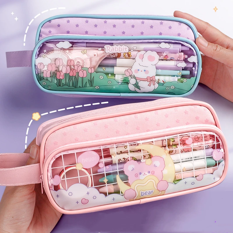 Girl's Pencil Case Transparent Large Capacity Stationery Case Three-layer Grid Zipper Pen Bag School Supplies Student Gift
Girl's Pencil Case Transparent Large Capacity Stationery Case Three-layer Grid Zipper Pen Bag School Supplies Student Gift