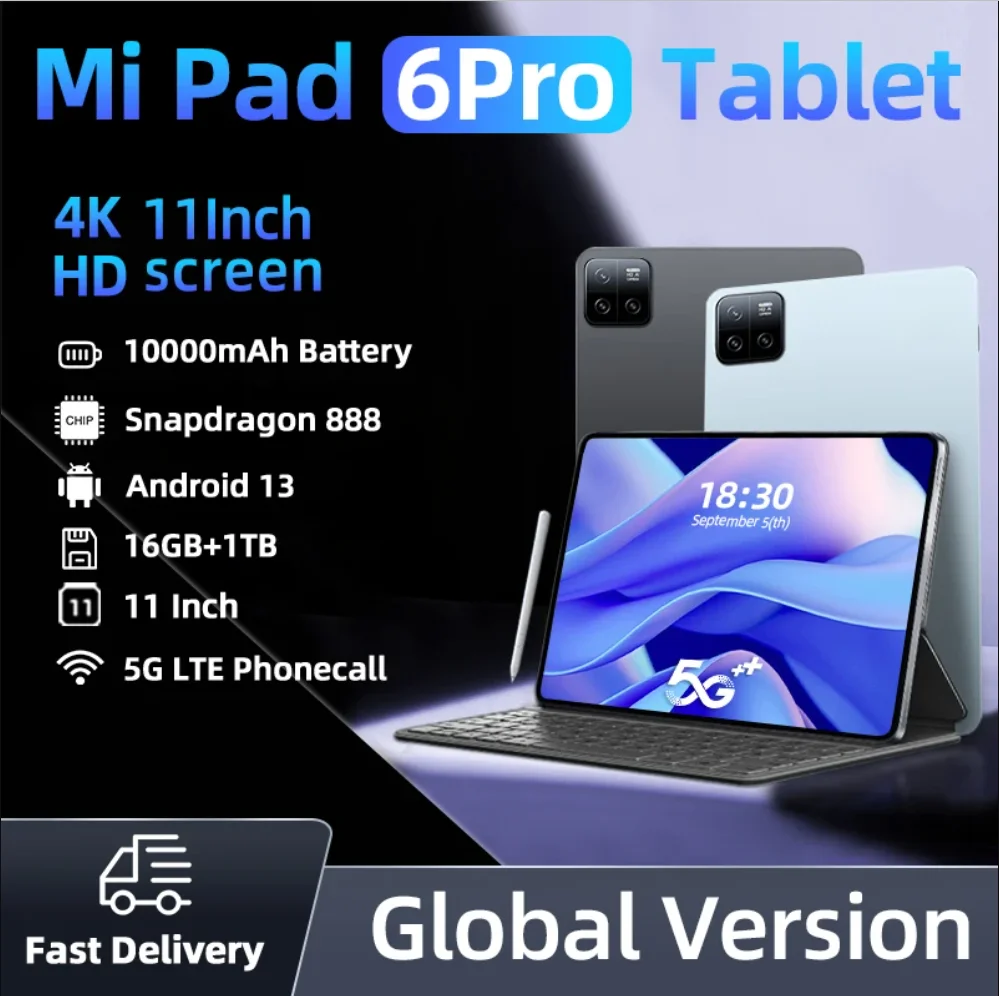 Tableta Pad 6 Pro Original versión Global, dispositivo con Android 13, Snapdragon 2024, 16GB de RAM + ROM, 1TB, 5G, Tarjeta SIM
Tableta Pad 6 Pro Original versión Global, dispositivo con Android 13, Snapdragon 2024, 16GB de RAM + ROM, 1TB, 5G, Tarjeta SIM