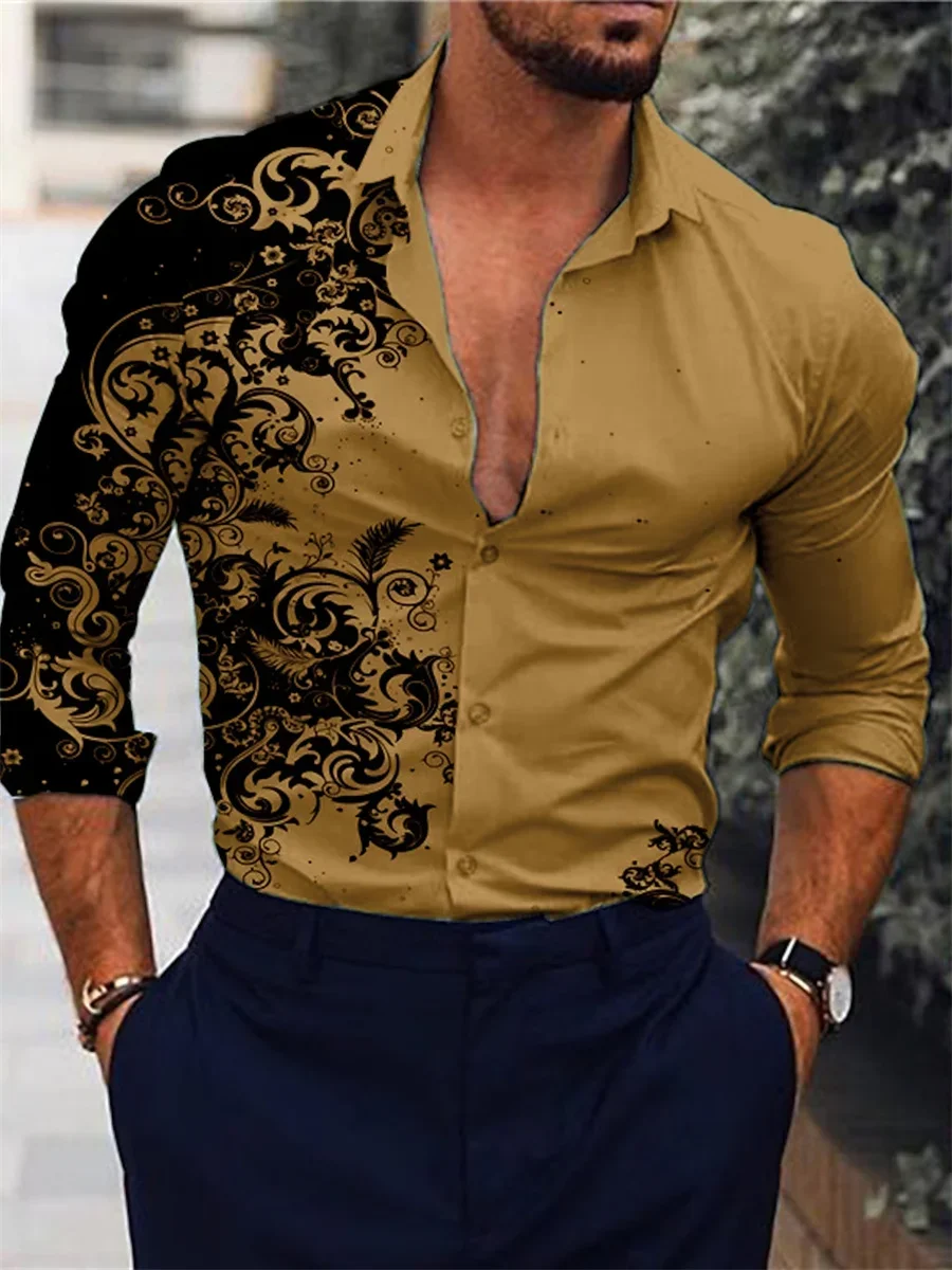 

Рубашка мужская модная Роскошная Повседневная, уличная спортивная мягкая удобная качественная ткань, цвет белый/кофейный