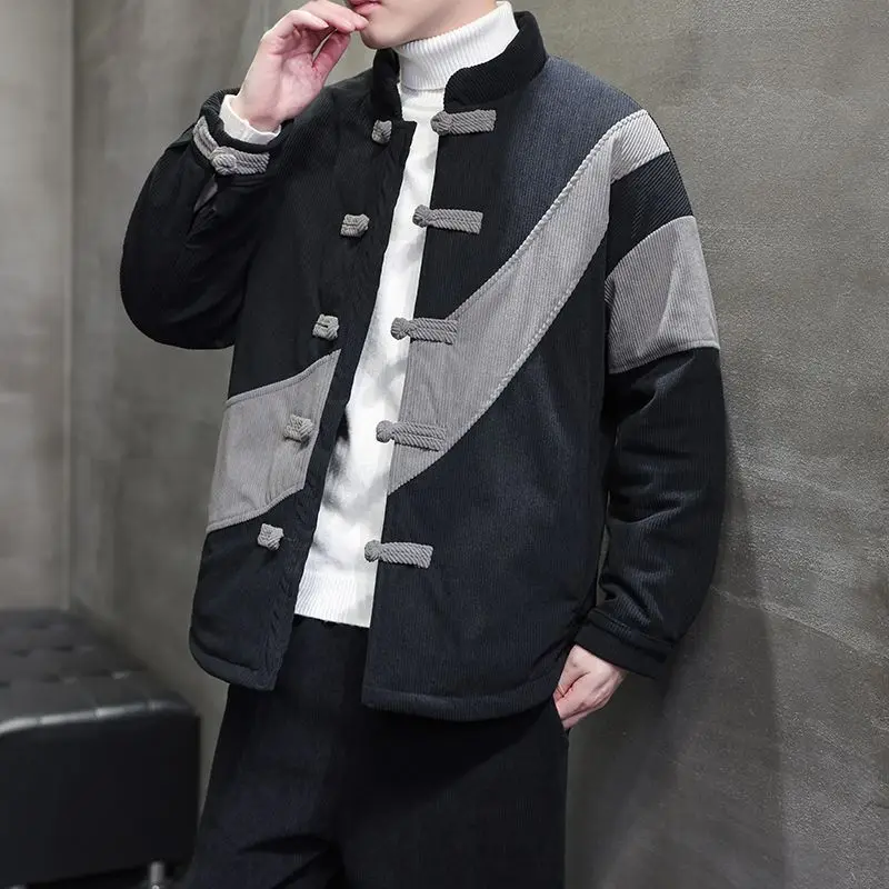 Tang Style men's Chinese Style Winter Corduroy Cotton Jacket Retro Hanfu Loose Oversized Thick Hanfu Jacket Daily Improved Coat
Tang Style men's Chinese Style Winter Corduroy Cotton Jacket Retro Hanfu Loose Oversized Thick Hanfu Jacket Daily Improved Coat