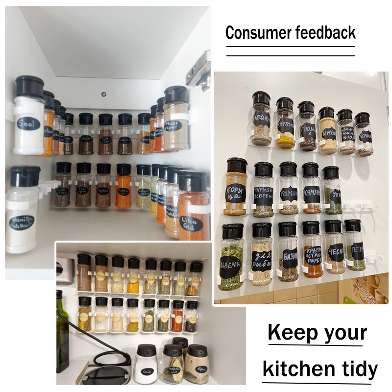 1-4 Layers Spice Rack Organizer Wall Cabinet Door Hanging Spice Jars Clip Hooks Set Storage Holder Gripper Kitchen Accessories 1-4 Layers Spice Rack Organizer Wall Cabinet Door Hanging Spice Jars Clip Hooks Set Storage Holder Gripper Kitchen Accessories