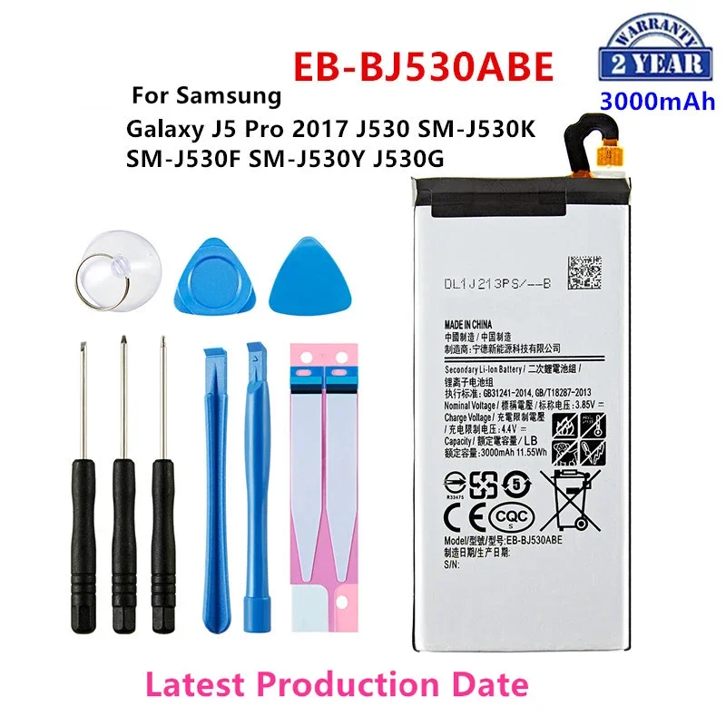 

Brand New EB-BJ530ABE 3000mAh Battery for Samsung Galaxy J5 Pro 2017 J530 SM-J530K SM-J530F SM-J530Y Mobile Phone +Tools