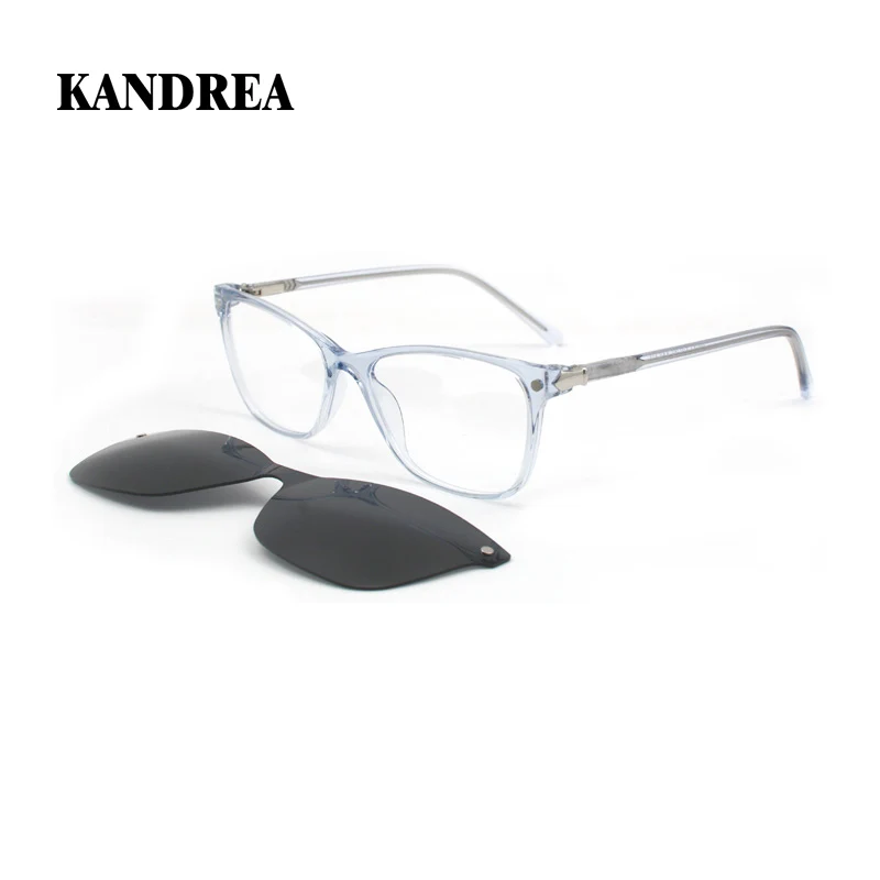 

KANDREA Cateye Popular Glasses Frame Clip On Women Optical 2 IN 1 Polarized Classic Sunglasses Prescription Eyeglasses 69947