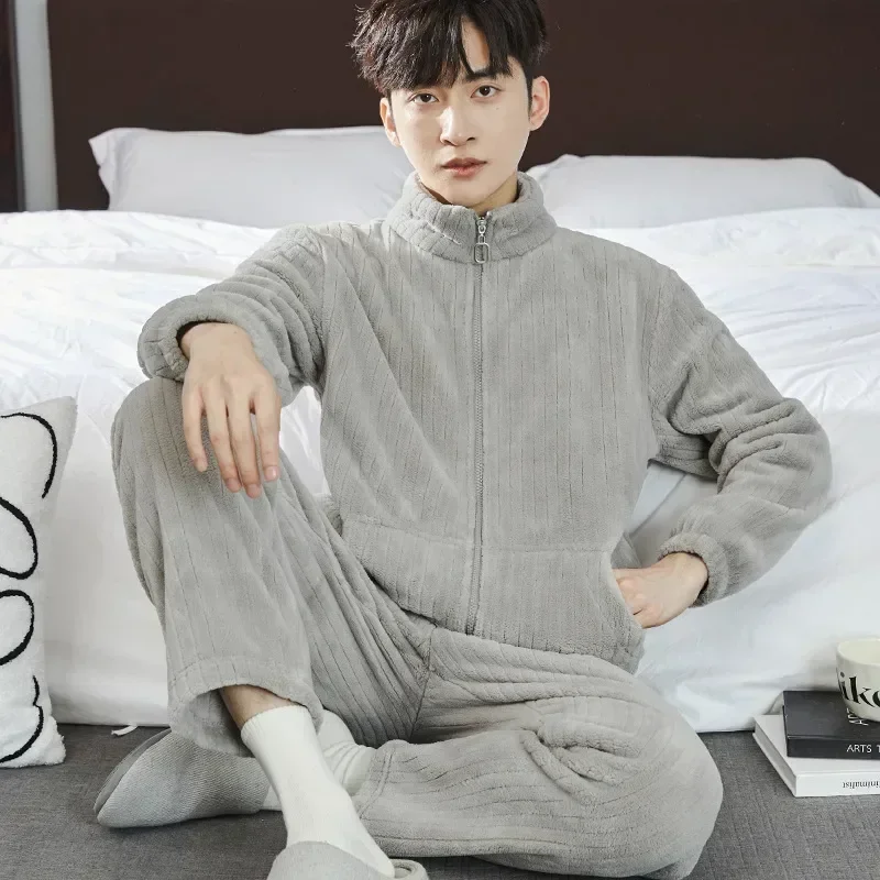 Fashion Korean Fleece Winter Coral Flannel Nighwear Zipper Set Sleepwear Thicken Homme 2023 Men's Pyjama Pajamas Freeship
Fashion Korean Fleece Winter Coral Flannel Nighwear Zipper Set Sleepwear Thicken Homme 2023 Men's Pyjama Pajamas Freeship