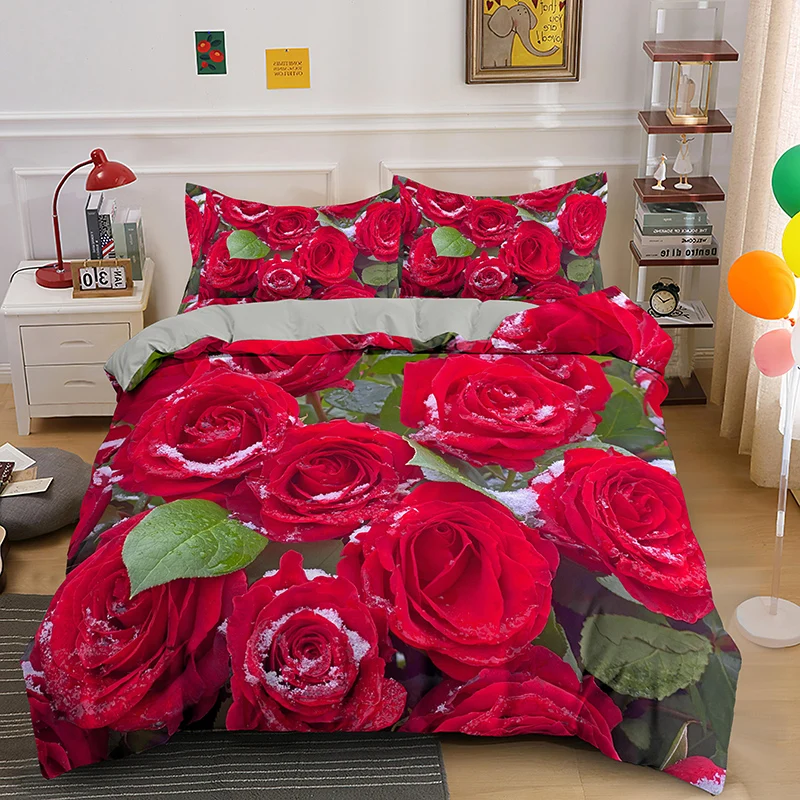 3D red rose Print Bedding Set Single Double King Queen Size Comfortable Duvet Cover Fashion Simple PIllowcase
3D red rose Print Bedding Set Single Double King Queen Size Comfortable Duvet Cover Fashion Simple PIllowcase