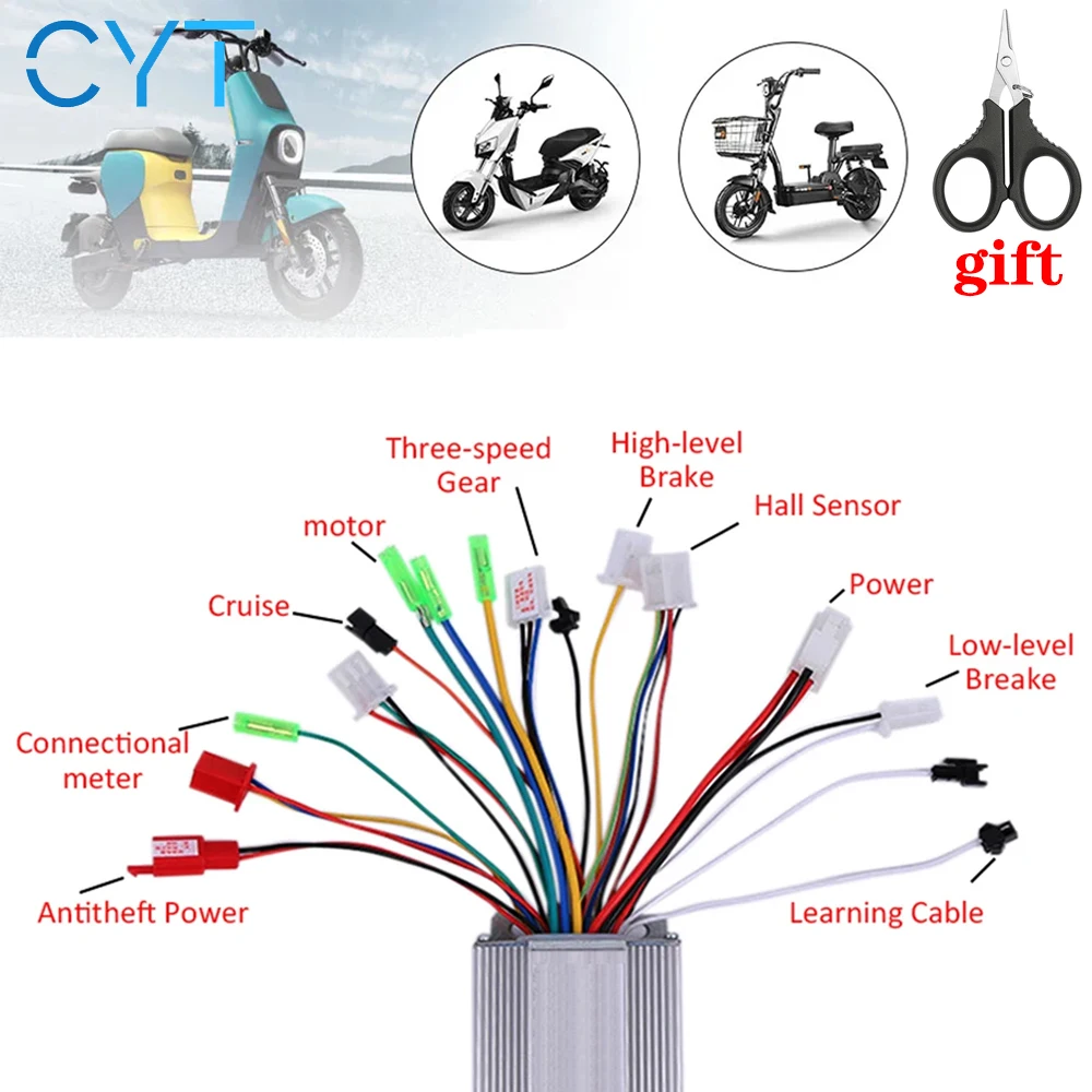 

CYT DC 60V/72V 500W/600W/800W/1000W/1200W Electric Bike Brushless Motor Controller Electric Bicycle Accessories For Electric