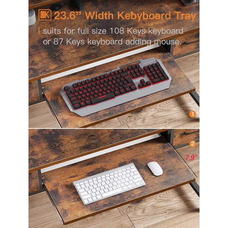 ODK Computer Desk Study Table, 63 Inch Office Desk with Drawers and Keyboard Tray, Study Work Desk with Monitor Shel
ODK Computer Desk Study Table, 63 Inch Office Desk with Drawers and Keyboard Tray, Study Work Desk with Monitor Shel